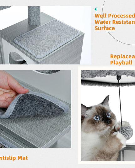 Natural Wooden Cat Tower