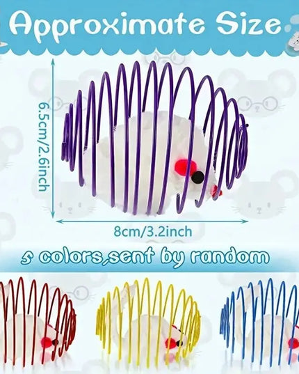 Interactive Cat Toy Ball Set - Spring & Caged Rat Toys