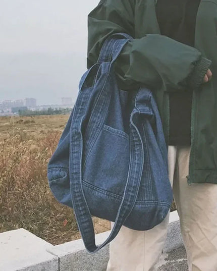 Denim Crossbody Shoulder Bag for Women - Casual Jeans Handbag