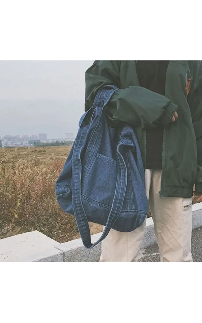 Denim Crossbody Shoulder Bag for Women - Casual Jeans Handbag