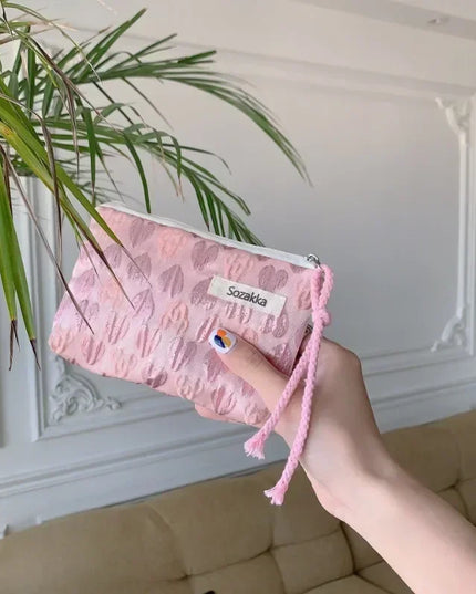 Red Green Floral Cute Women Wallet Mini Clutch Purse Coin Purse Cotton Fresh Cute Card Bag Sanitary Napkins Bag Earphone Bag