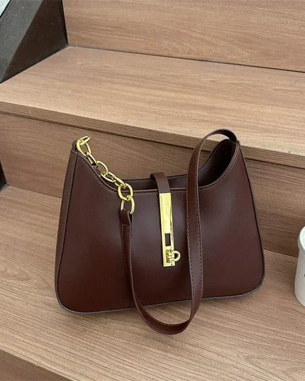 Luxury PU Leather Women's Shoulder Bag - Casual Solid Color Handbag Purse Clutch