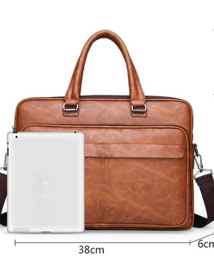 PU Leather Shoulder Bag Large Capacity Portable Casual and Waterproof Crossbody Document Bag for Men Briefcase Leather Bag