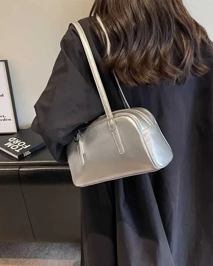 Women's Boston Shoulder Crossbody Bag Monochrome Handbag with Adjustable Straps for Work, Shopping, Travel