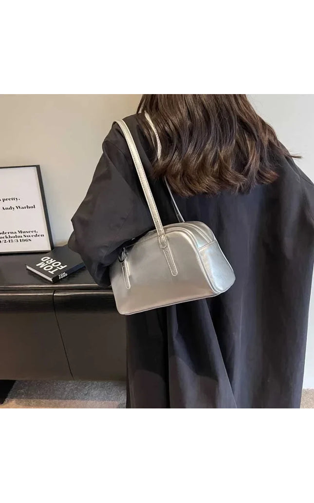 Women's Boston Shoulder Crossbody Bag Monochrome Handbag with Adjustable Straps for Work, Shopping, Travel