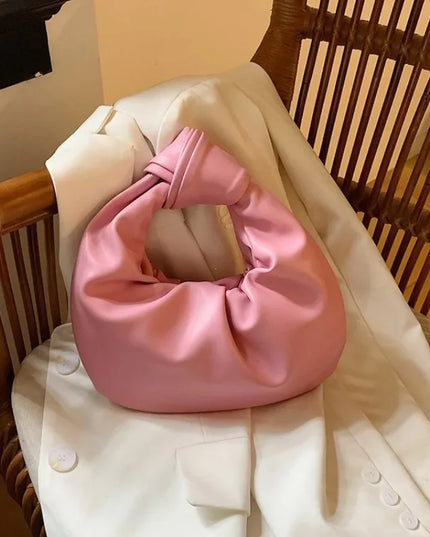 Women's PU Leather Ruched Crossbody Clutch Handbag