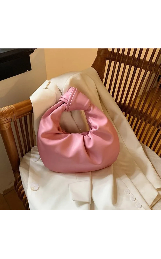 Women's PU Leather Ruched Crossbody Clutch Handbag