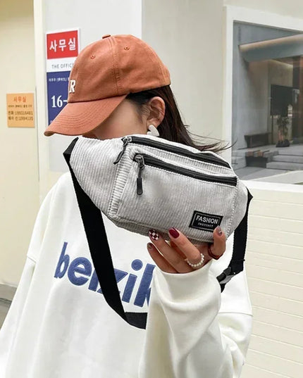 Corduroy Women's Canvas Waist Bag Crossbody Fanny Pack