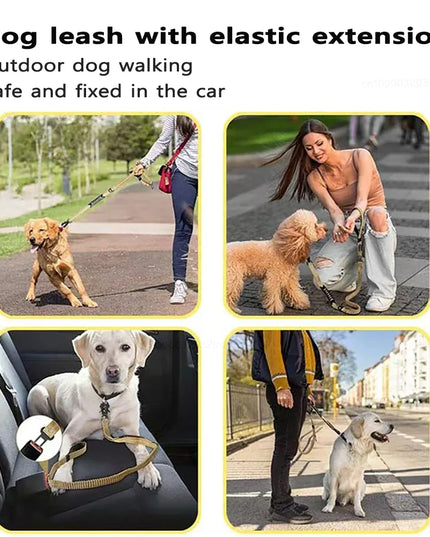 Heavy Duty Dog Leash for Large Dogs Shock Absorbing Bungee Tactical Dog Leash with 2 Padded Handle Strong No Pull Dog Leash