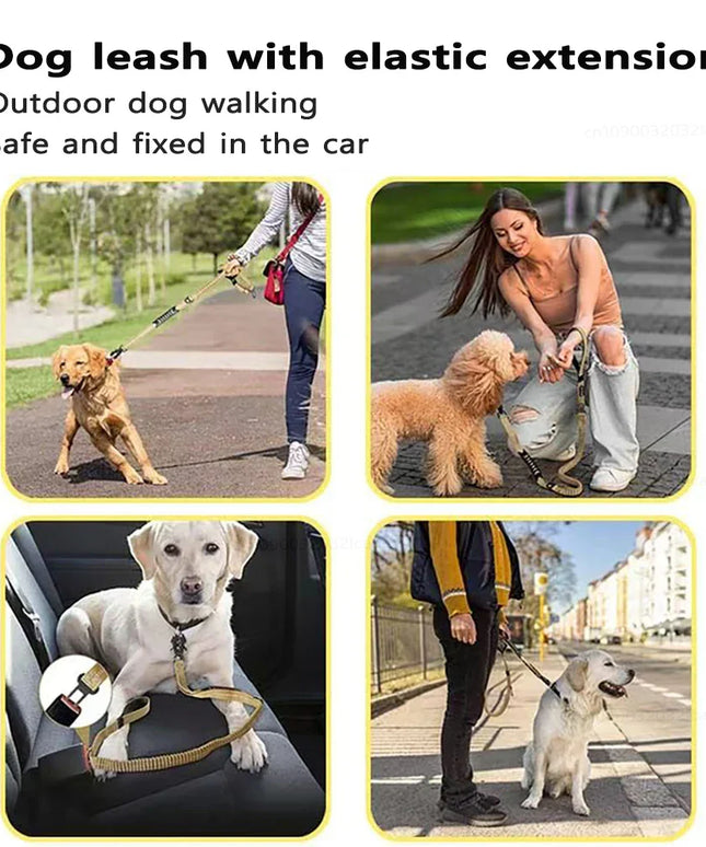 Heavy Duty Dog Leash for Large Dogs Shock Absorbing Bungee Tactical Dog Leash with 2 Padded Handle Strong No Pull Dog Leash