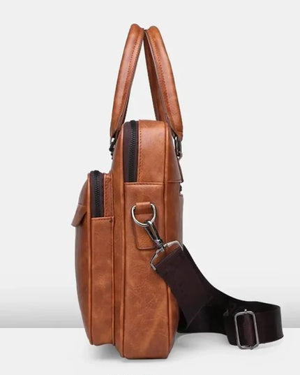 PU Leather Shoulder Bag Large Capacity Portable Casual and Waterproof Crossbody Document Bag for Men Briefcase Leather Bag