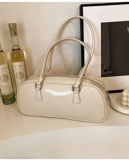 Solid PU Leather Underarm Bags Women Fashion Retro Shoulder Handbags Purses