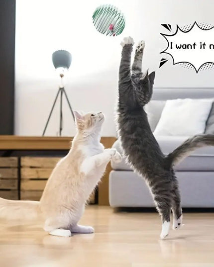 Interactive Cat Toy Ball Set - Spring & Caged Rat Toys