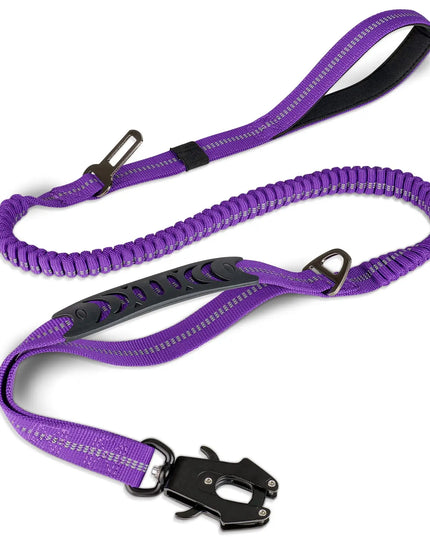 Heavy Duty Dog Leash for Large Dogs Shock Absorbing Bungee Tactical Dog Leash with 2 Padded Handle Strong No Pull Dog Leash