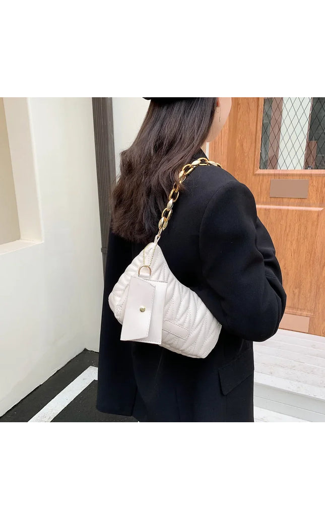 Quilted Crescent Shoulder Bag with Coin Purse