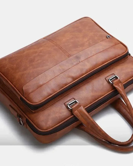 PU Leather Shoulder Bag Large Capacity Portable Casual and Waterproof Crossbody Document Bag for Men Briefcase Leather Bag