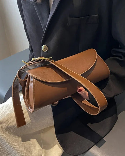 Adjustable Wide Strap Women's Retro PU Leather Shoulder Bag Crossbody Purse