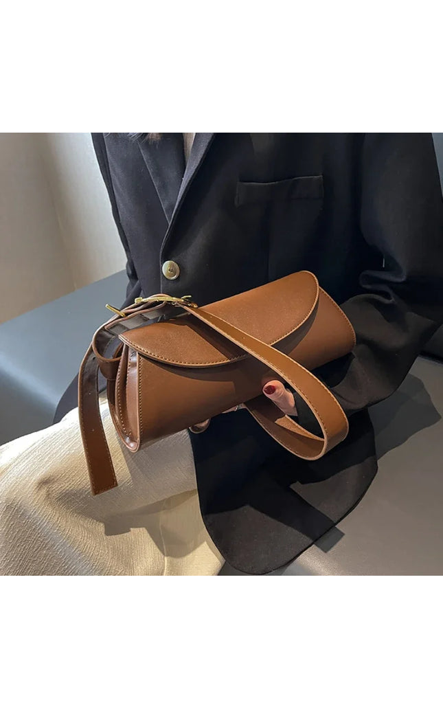 Adjustable Wide Strap Women's Retro PU Leather Shoulder Bag Crossbody Purse