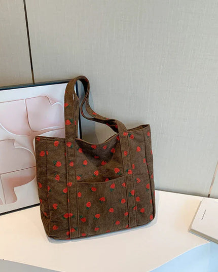 Corduroy Large Capacity Shoulder Tote Bag Women's Fashion