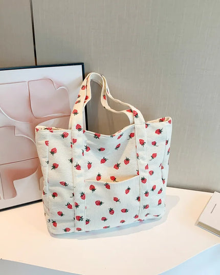 Corduroy Large Capacity Shoulder Tote Bag Women's Fashion