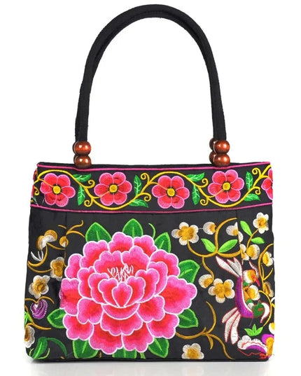 Ethnic Embroidered Canvas Handbag for Women