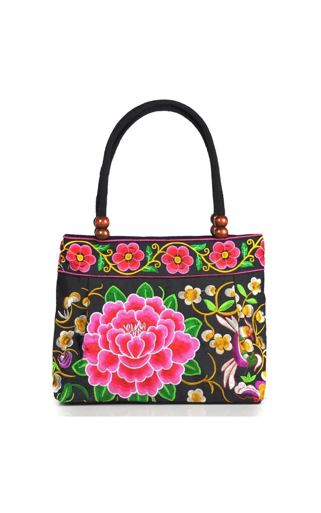 Ethnic Embroidered Canvas Handbag for Women