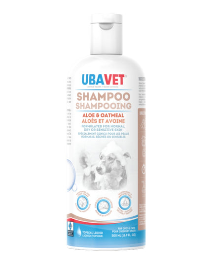 UBAVET Aloe & Oatmeal Shampoo for Dogs & Cats – Gentle Hydrating Formula – (16.9 fl oz / 500ml)