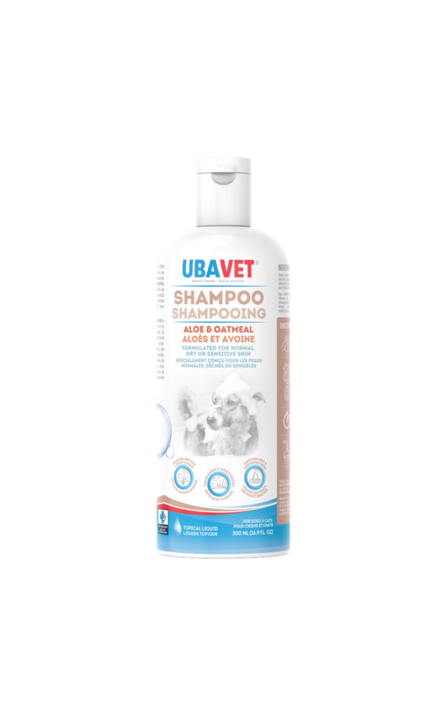 UBAVET Aloe & Oatmeal Shampoo for Dogs & Cats – Gentle Hydrating Formula – (16.9 fl oz / 500ml)