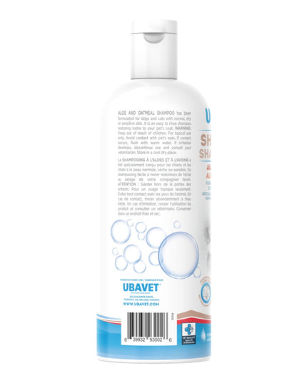 UBAVET Aloe & Oatmeal Shampoo for Dogs & Cats – Gentle Hydrating Formula – (16.9 fl oz / 500ml)