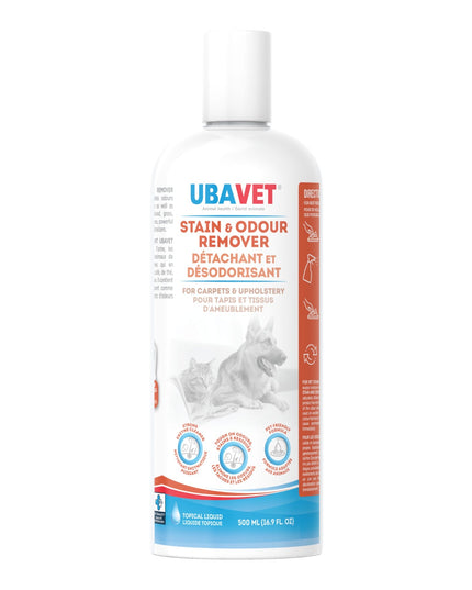 UBAVET Stain and Odor Remover for Dogs & Cats – Powerful Enzyme Cleaner – (16.9 fl oz / 500ml)