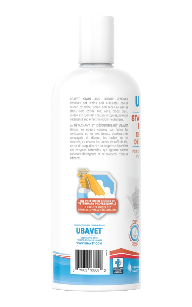 UBAVET Stain and Odor Remover for Dogs & Cats – Powerful Enzyme Cleaner – (16.9 fl oz / 500ml)