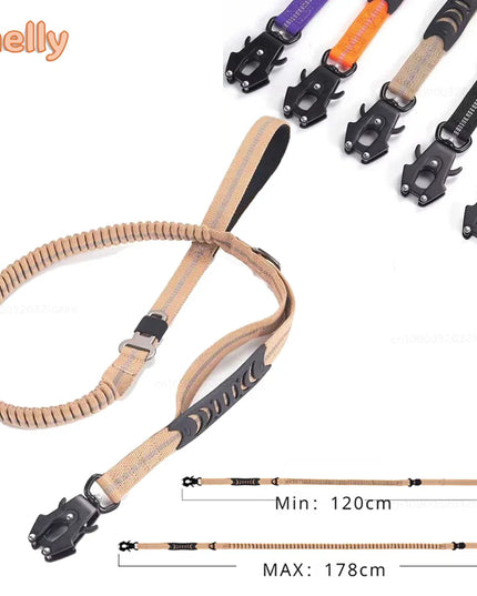 Heavy Duty Dog Leash for Large Dogs Shock Absorbing Bungee Tactical Dog Leash with 2 Padded Handle Strong No Pull Dog Leash