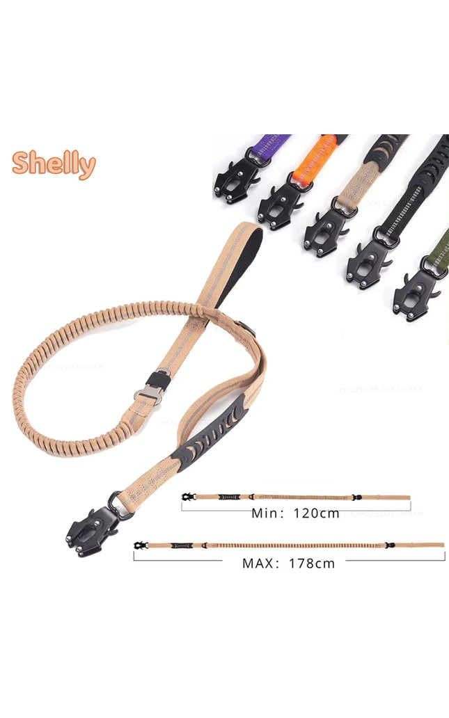 Heavy Duty Dog Leash for Large Dogs Shock Absorbing Bungee Tactical Dog Leash with 2 Padded Handle Strong No Pull Dog Leash