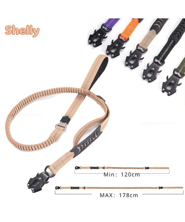 Heavy Duty Dog Leash for Large Dogs Shock Absorbing Bungee Tactical Dog Leash with 2 Padded Handle Strong No Pull Dog Leash