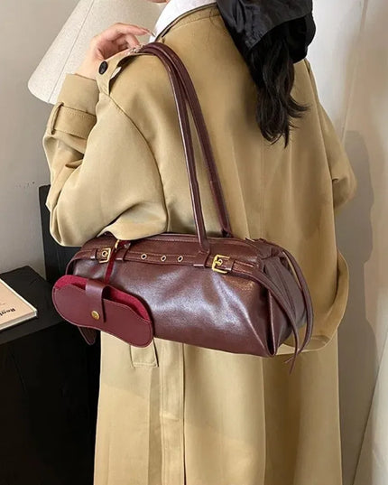 PU Leather Boston Handbag Shoulder Tote Bag