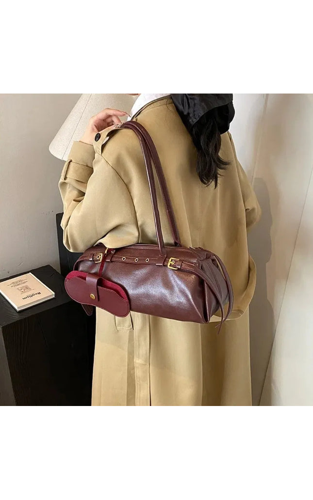 PU Leather Boston Handbag Shoulder Tote Bag