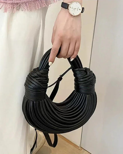 Luxury Designer Gold Handwoven Noodle Bag Rope Knotted Hobo Silver Clutch