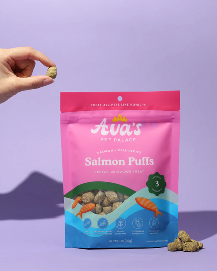 Ava's Pet Palace Freeze Dried Dog Treats - Salmon Puffs (3 oz)