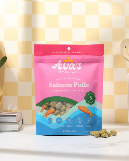 Ava's Pet Palace Freeze Dried Dog Treats - Salmon Puffs (3 oz)