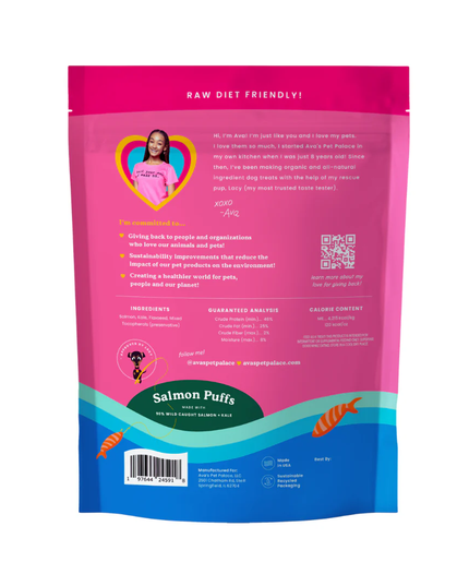 Ava's Pet Palace Freeze Dried Dog Treats - Salmon Puffs (3 oz)