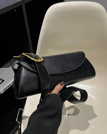 Adjustable Wide Strap Women's Retro PU Leather Shoulder Bag Crossbody Purse