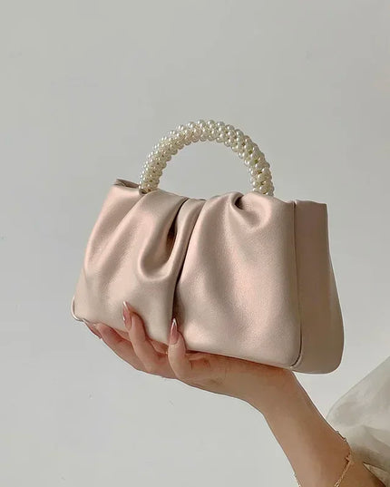 Luxury Pearl Handle Women's Clutch Handbag Shoulder Bag