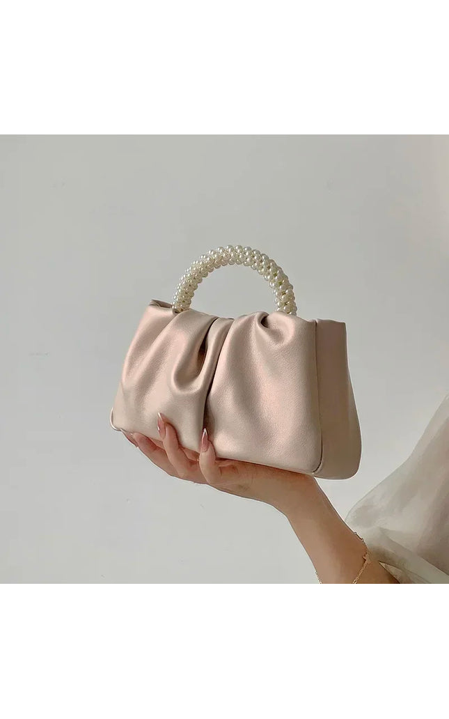 Luxury Pearl Handle Women's Clutch Handbag Shoulder Bag