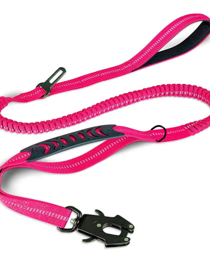 Heavy Duty Dog Leash for Large Dogs Shock Absorbing Bungee Tactical Dog Leash with 2 Padded Handle Strong No Pull Dog Leash
