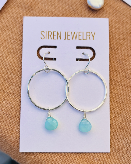 AQUA CHALCEDONY WHIRL EARRINGS
