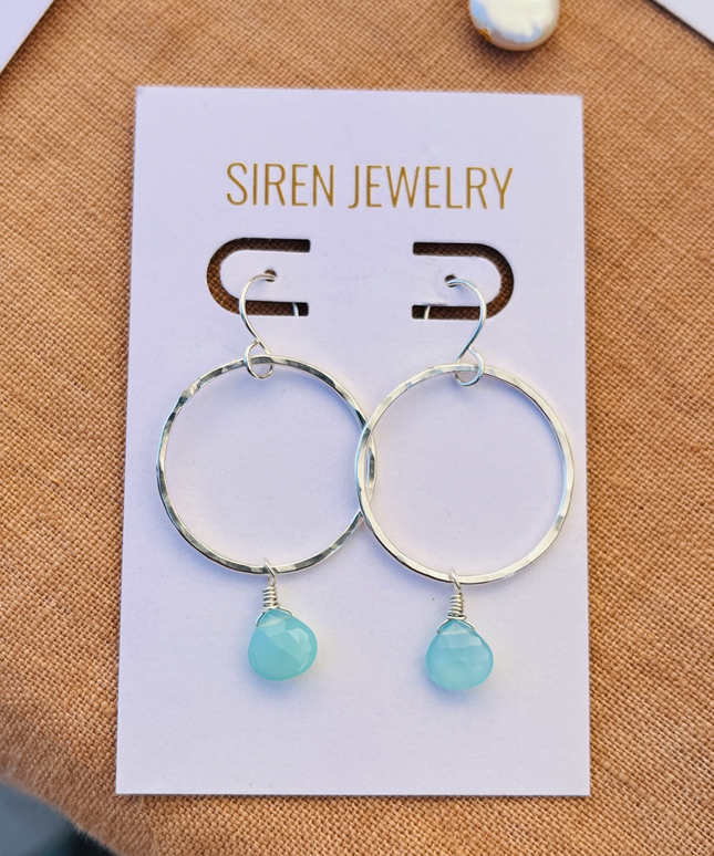 AQUA CHALCEDONY WHIRL EARRINGS