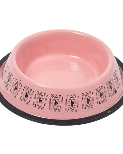 Non-Skid Boho Stainless Steel Dog Bowl – with Whimsical Unicorn Design, Silicone Base for Medium Dogs – 24oz