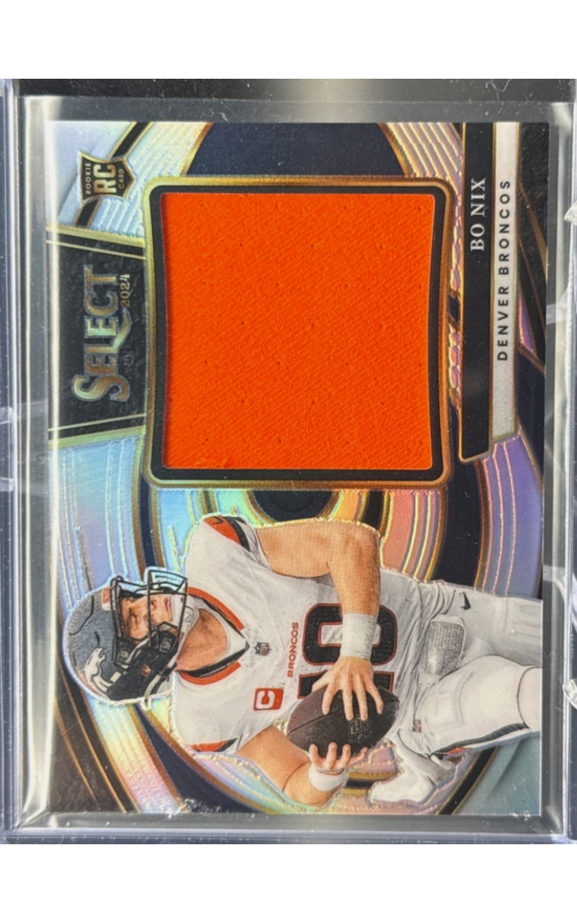 2024 Panini Select Bo Nix #JRSBNX Silver Jumbo Patch /149 Rookie RC Football Card