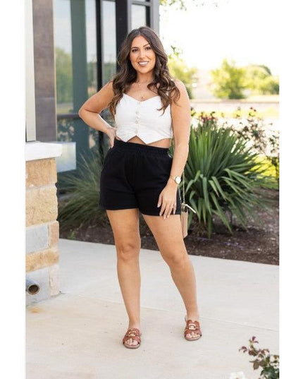 Ready to Ship | The Chrissy - Black Fleece Shorts with Pockets