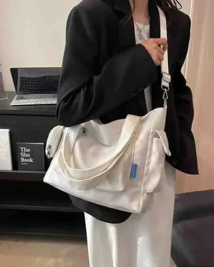 Large Unisex Tote Bag with Coin Purse, College Style Schoolbag, Crossbody Shoulder Bag